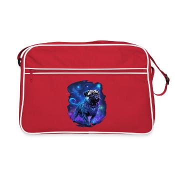 Mystical Pug Dog - Retro Bag - red/white - Front