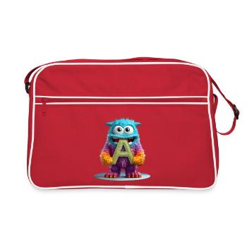 Monstre multicolore avec la lettre A - Sac Retro - rouge/blanc - Devant