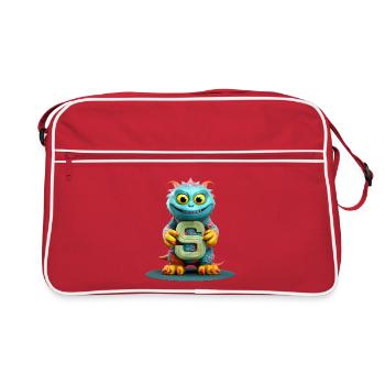 Colorful Monster with Alphabet Letter S - Retro Bag - red/white - Front