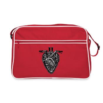 Fahhrad Herz Fahrradmechaniker - Retro Tasche - Rot/Weiß - Vorne