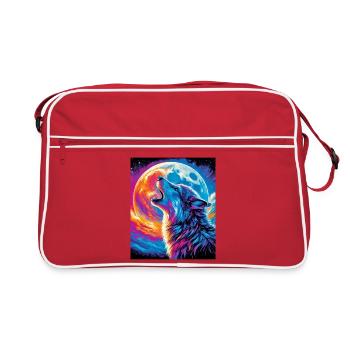 Le loup hurle à la lune - Sac Retro - rouge/blanc - Devant