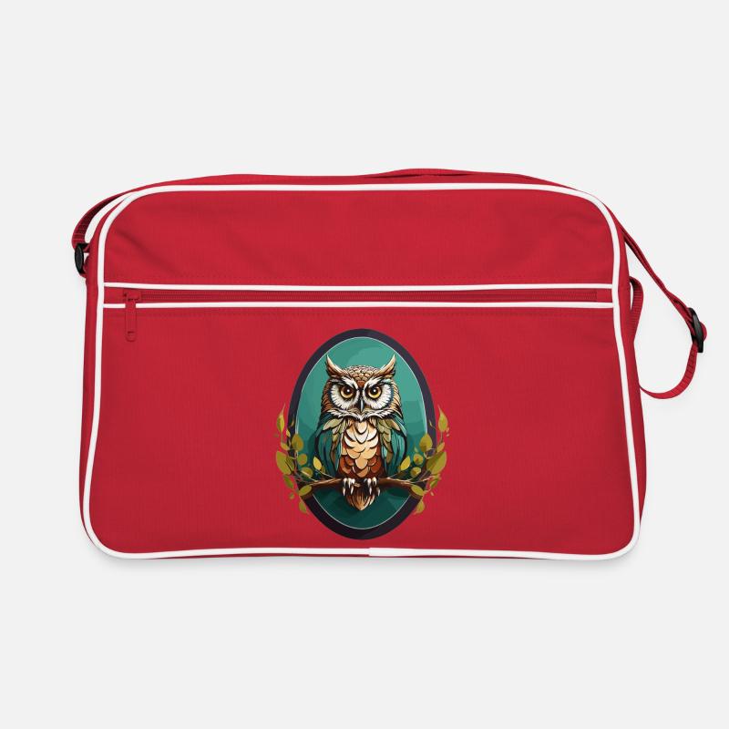 Eule - Retro Tasche - Rot/Weiß