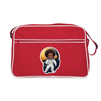 Kinder astronaut mit Mondhintergrund - Retro Tasche - Rot/Weiß - Vorne