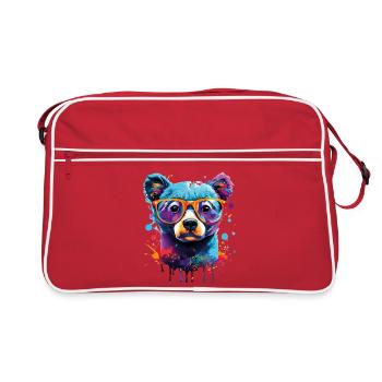 Bear Colorful - Brown Bear Teddy Bear - Grizzly - Retro Bag - red/white - Front
