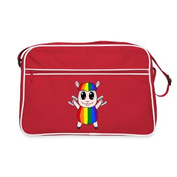 Rainbow sheep with dumbbells - Retro Bag - red/white - Front