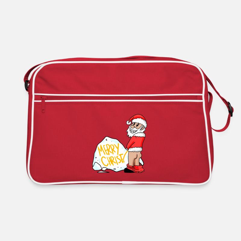 Weihnachtsmann lustig - Retro Tasche - Rot/Weiß