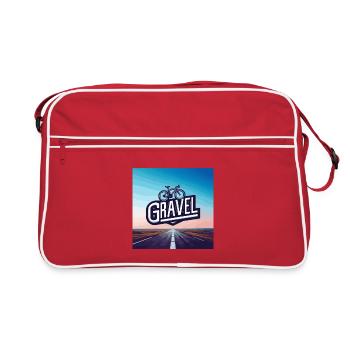 Gravelbike auf der Straße - Retro Tasche - Rot/Weiß - Vorne