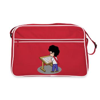 Beruf Job Architekt Workaholic Karriere Erfolg - Retro Tasche - Rot/Weiß - Vorne
