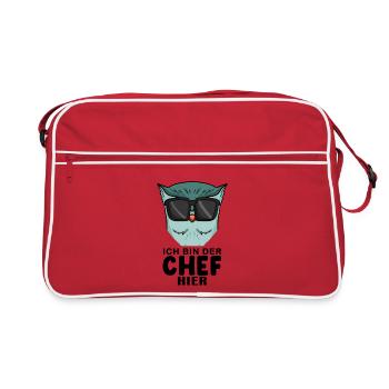 Chef Spruch mit Eule Motiv - Retro Tasche - Rot/Weiß - Vorne