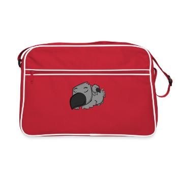 Krähe Familie - Krähe mit Baby - Retro Tasche - Rot/Weiß - Vorne