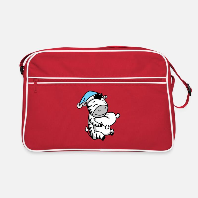 Zebra with pillow and sleepy cap Retro Bag