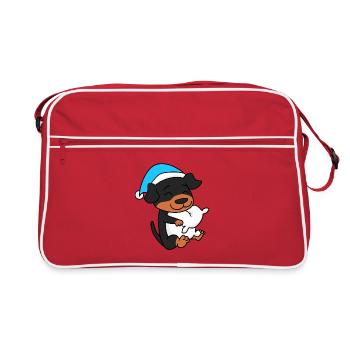 Rottweiler Schlafen Müdigkeit Hund - Retro Tasche - Rot/Weiß - Vorne
