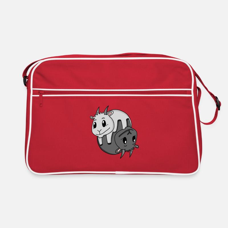 Yin Yang Zeichen Ziege - Retro Tasche - Rot/Weiß