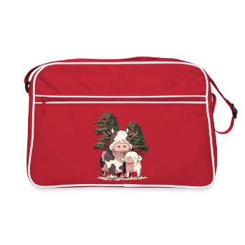 Amis Amitié Vache Cochon Animaux Ensemble - Sac Retro - rouge/blanc - Devant