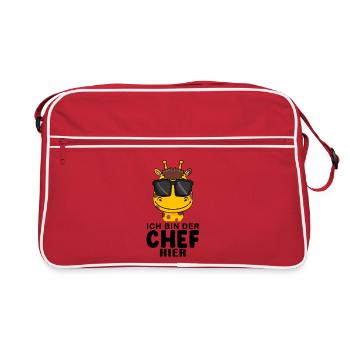 Chef Spruch Anführer Giraffe Motiv - Retro Tasche - Rot/Weiß - Vorne