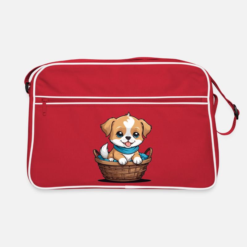 Chien mignon dans un panier pour chien Sac Retro
