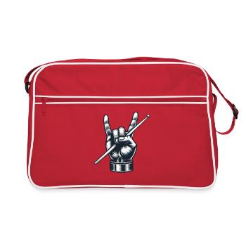 Drummer, Drummer, Band, Metal Pose, French Fries, Fork - Retro Bag - red/white - Front