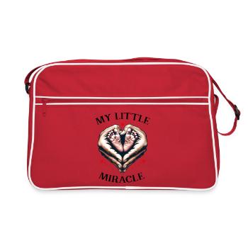 Empreintes de bébé coeur mains petit Miracle - Sac Retro - rouge/blanc - Devant