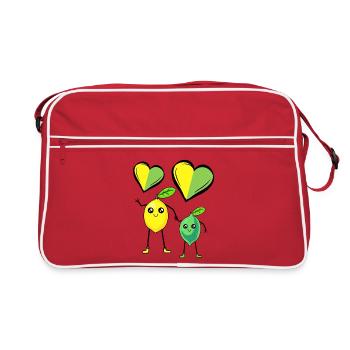 Lemon Lime Heart Love Fruit Fruits Vitamins C - Retro Bag - red/white - Front