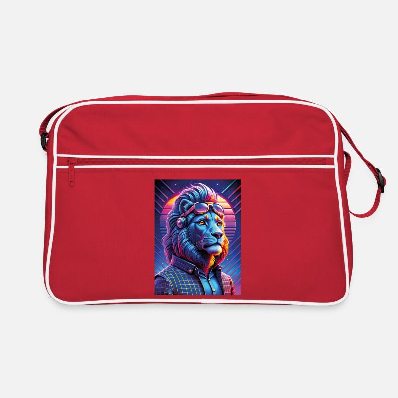 Neon Cyber Lion with Sunglasses Retro Bag