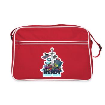 Nerdy Drop Rate Loot Level Gamer Shirt - Retro Tasche - Rot/Weiß - Vorne