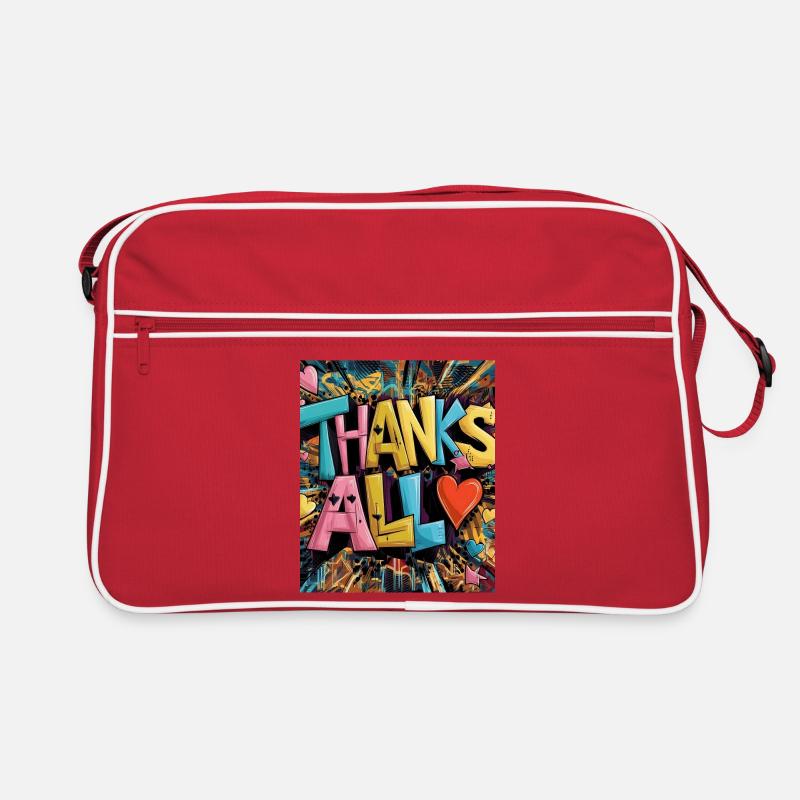 Graffiti-Stil Dankeschön-Herz-Design - Retro Tasche - Rot/Weiß