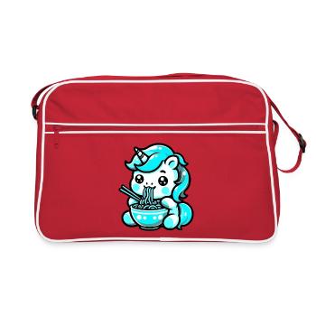 Japanese Kawaii Unicorn Ramen Asian Cuisine - Retro Bag - red/white - Front
