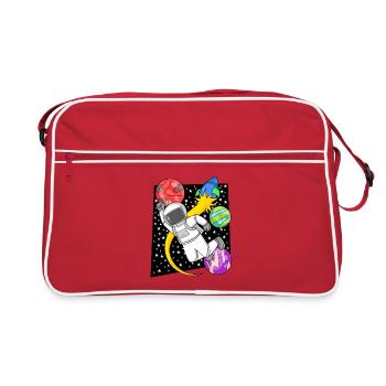Astronaut Motif Outer Space - Retro Bag - red/white - Front