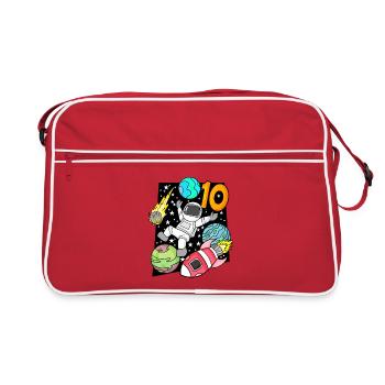 10 Birthday Boy Astronaut Rocket - Ten Years - Retro Bag - red/white - Front