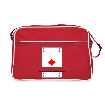 Carte à jouer as de carreau avec espace bannière - Sac Retro - rouge/blanc - Devant