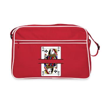 Carte à jouer reine de trèfle avec espace bannière - Sac Retro - rouge/blanc - Devant