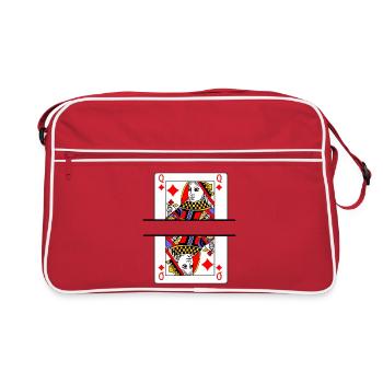 Carte à jouer reine de carreau avec espace bannière - Sac Retro - rouge/blanc - Devant