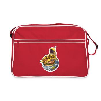 Astronaute doré sur Burger – Design alimentaire spatial - Sac Retro - rouge/blanc - Devant