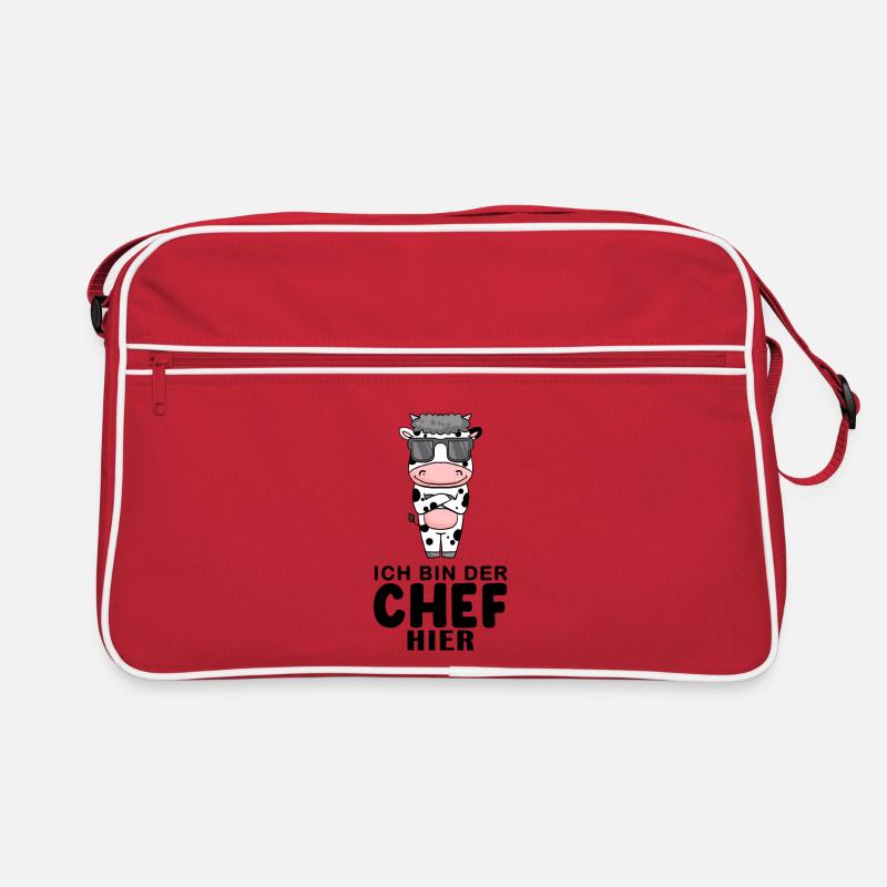 Chef Spruch Anführer Kuh Motiv Retro Tasche