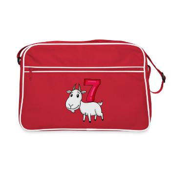 Motif 7e anniversaire Chèvre - Sept ans - Sac Retro - rouge/blanc - Devant