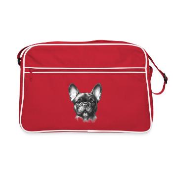 Adorable Frenchie Face - Retro Bag - red/white - Front