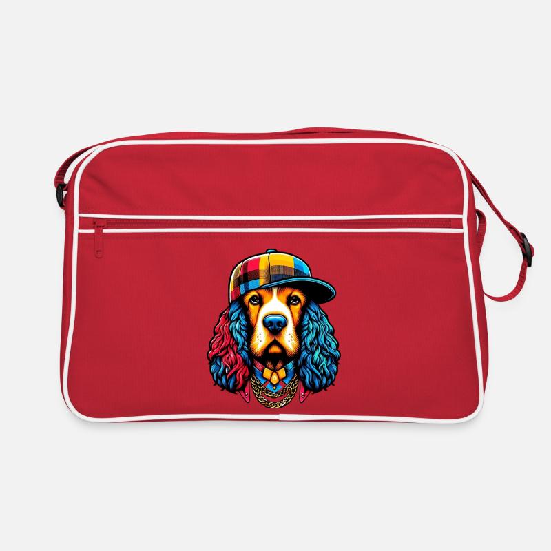 Hund - Retro Tasche - Rot/Weiß