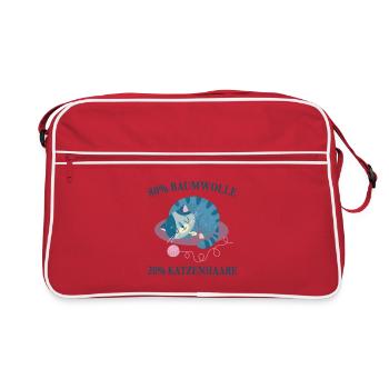 Chats, Poils de chat, Amoureux des chats, - Sac Retro - rouge/blanc - Devant