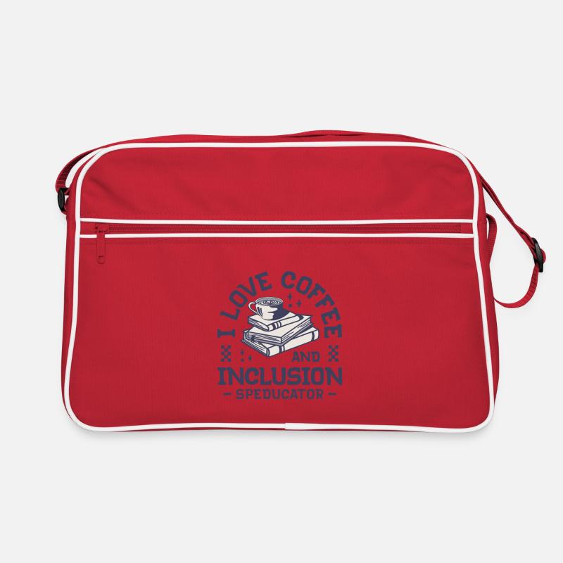 Speducator - I love coffee and inclusion - Retro Tasche - Rot/Weiß
