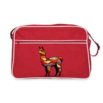 Alpaka - Retro Tasche - Rot/Weiß - Vorne