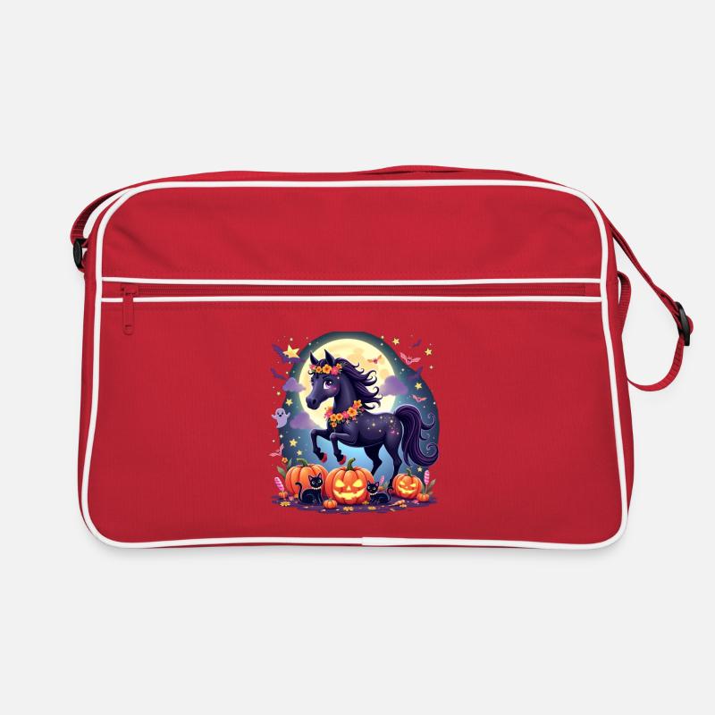 Magisches Halloween Pferd Mädchen Abenteuer Retro Tasche