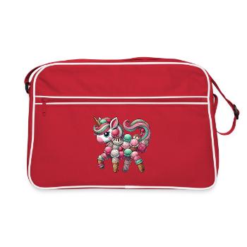 Unicorn Cream Scoop Cream Summer Dessert Whimsical - Retro Bag - red/white - Front
