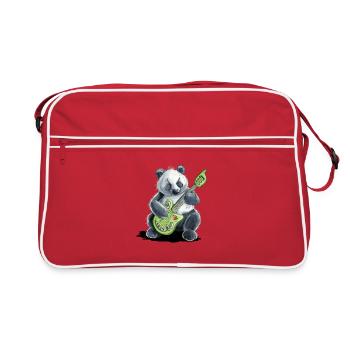 Panda Bear Plays Guitar Music Electric Guitar - Retro Bag - red/white - Front