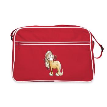 Drolliges Pferde I Pferdemotiv Für Reiter - Retro Tasche - Rot/Weiß - Vorne