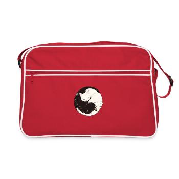 Yin and Yang Buddhism Graphic Cats Cat Holder - Retro Bag - red/white - Front