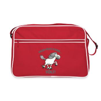 Funny Icelandic Horse My Heart Can Tölt Saying - Retro Bag - red/white - Front
