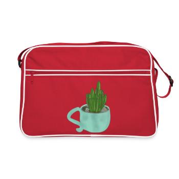 Une tasse avec une plante succulente - Sac Retro - rouge/blanc - Devant