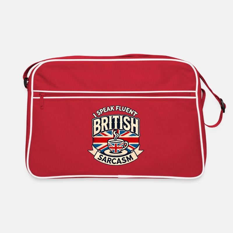 Fluent British Sarcasm Funny Humor Tea Lover Art - Retro Bag - red/white