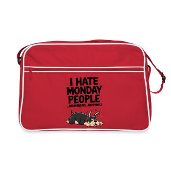 I Hate Mondays Funny Dog Sarcastic Quote - Retro Bag - red/white - Front