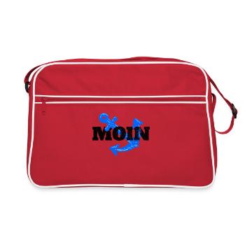 Moin Hamburg Anker Hamburger Hafen Fan Stadt HH - Retro Tasche - Rot/Weiß - Vorne